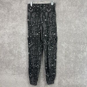 Black Patterned Women's Pants